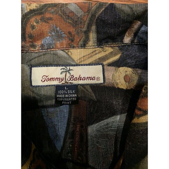 Tommy Bahama Shirt Mens L 100%‎ Silk Cigars Leaves Print Short Sleeve Hawaiian - Picture 3 of 10